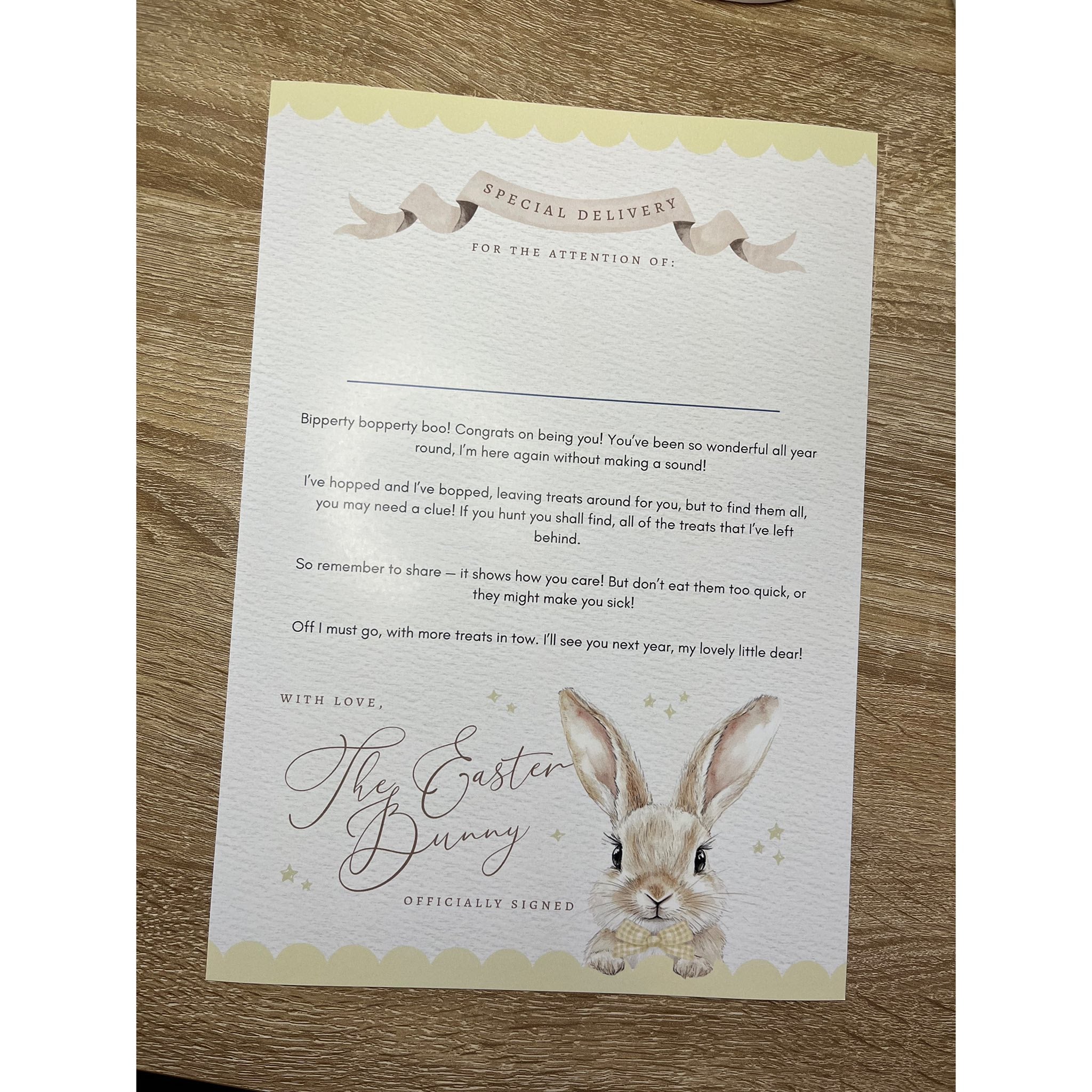 Yellow Gingham Easter Certificate Keepsake