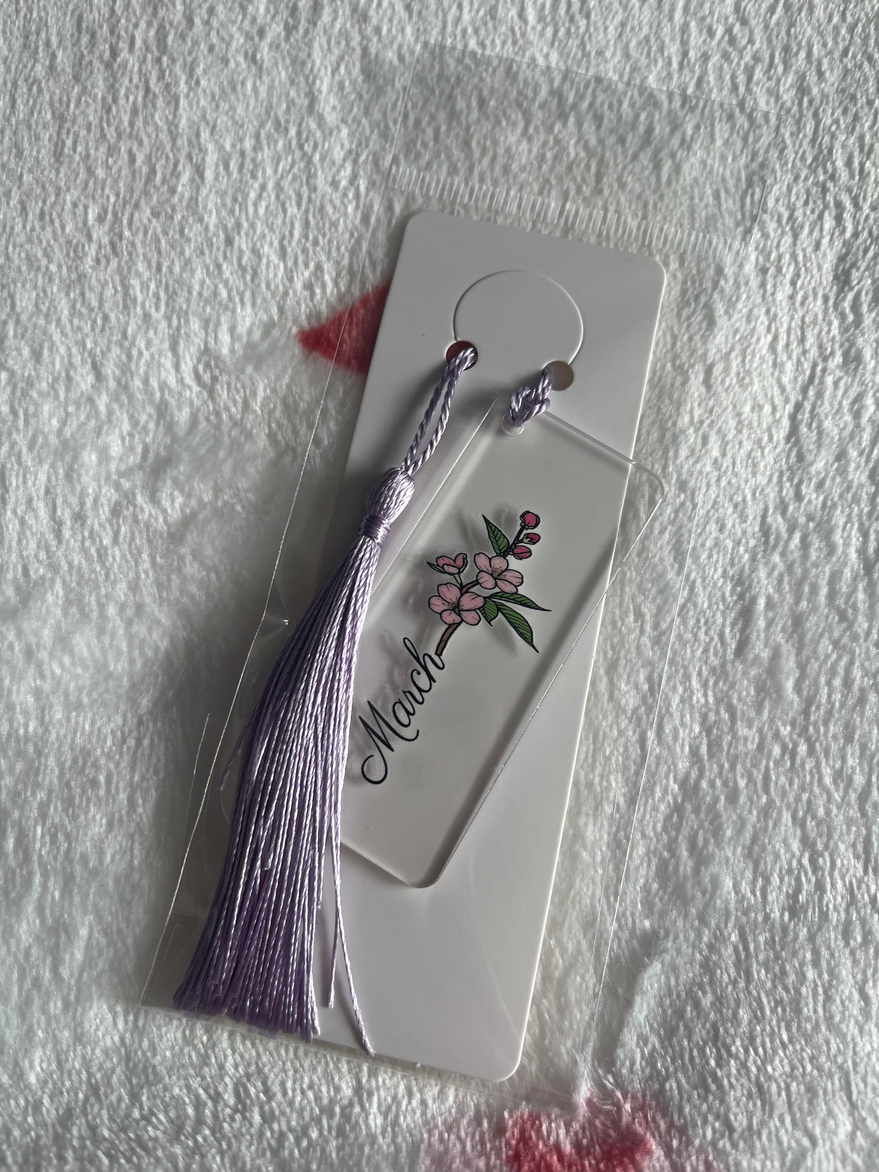 Birth Flower Mini Acrylic Bookmark With Tassel