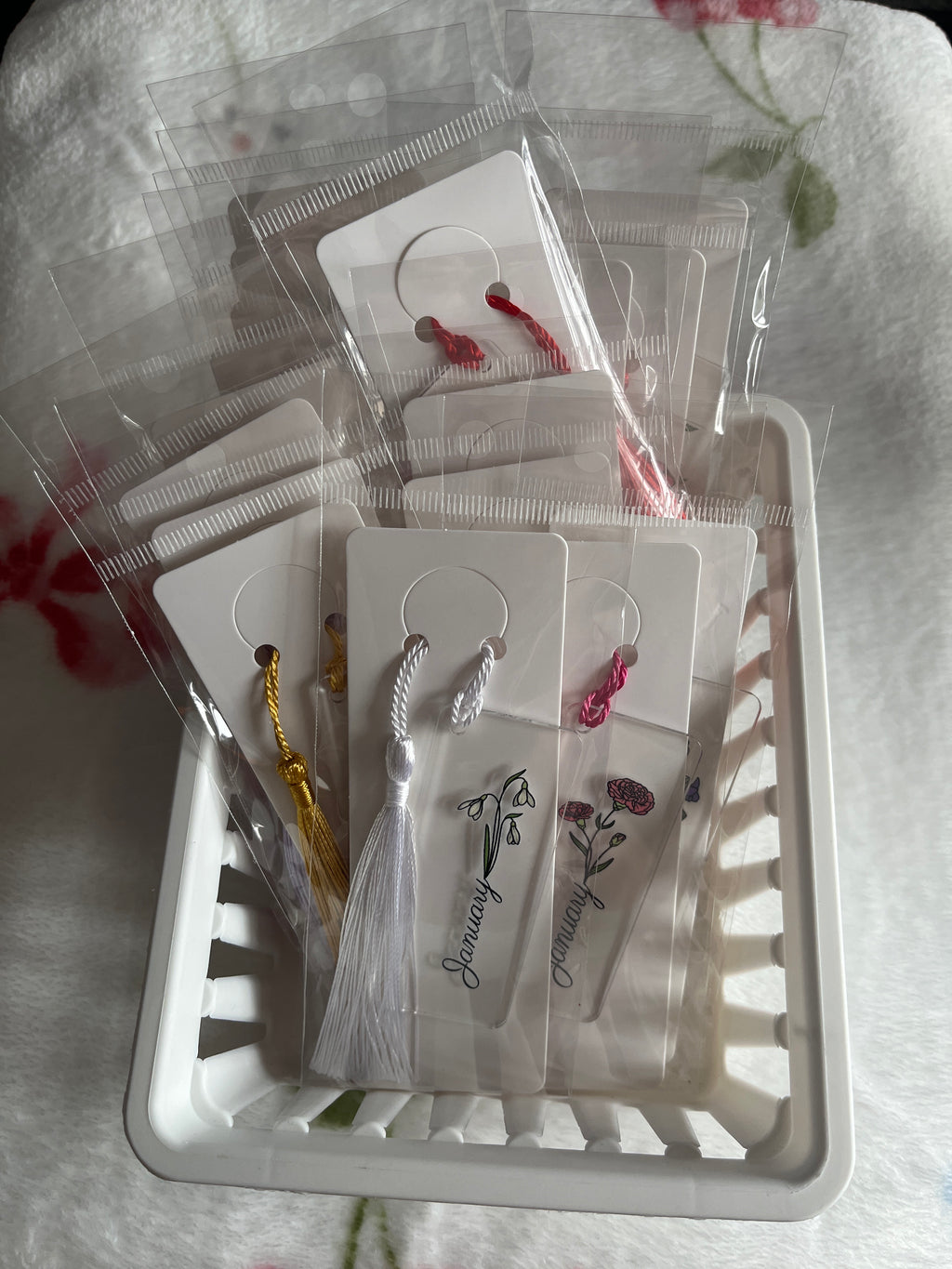 Birth Flower Mini Acrylic Bookmark With Tassel