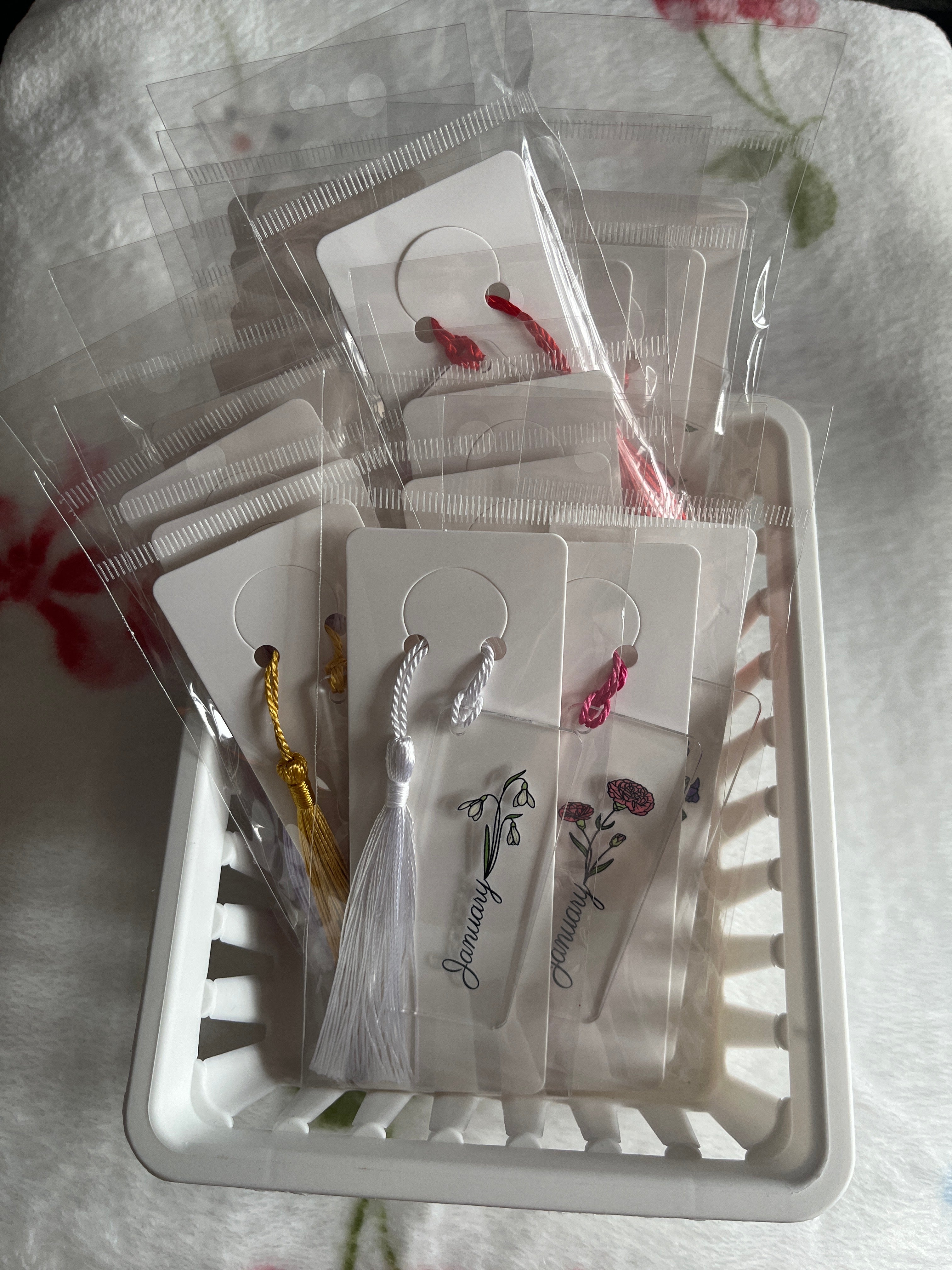 Birth Flower Mini Acrylic Bookmark With Tassel