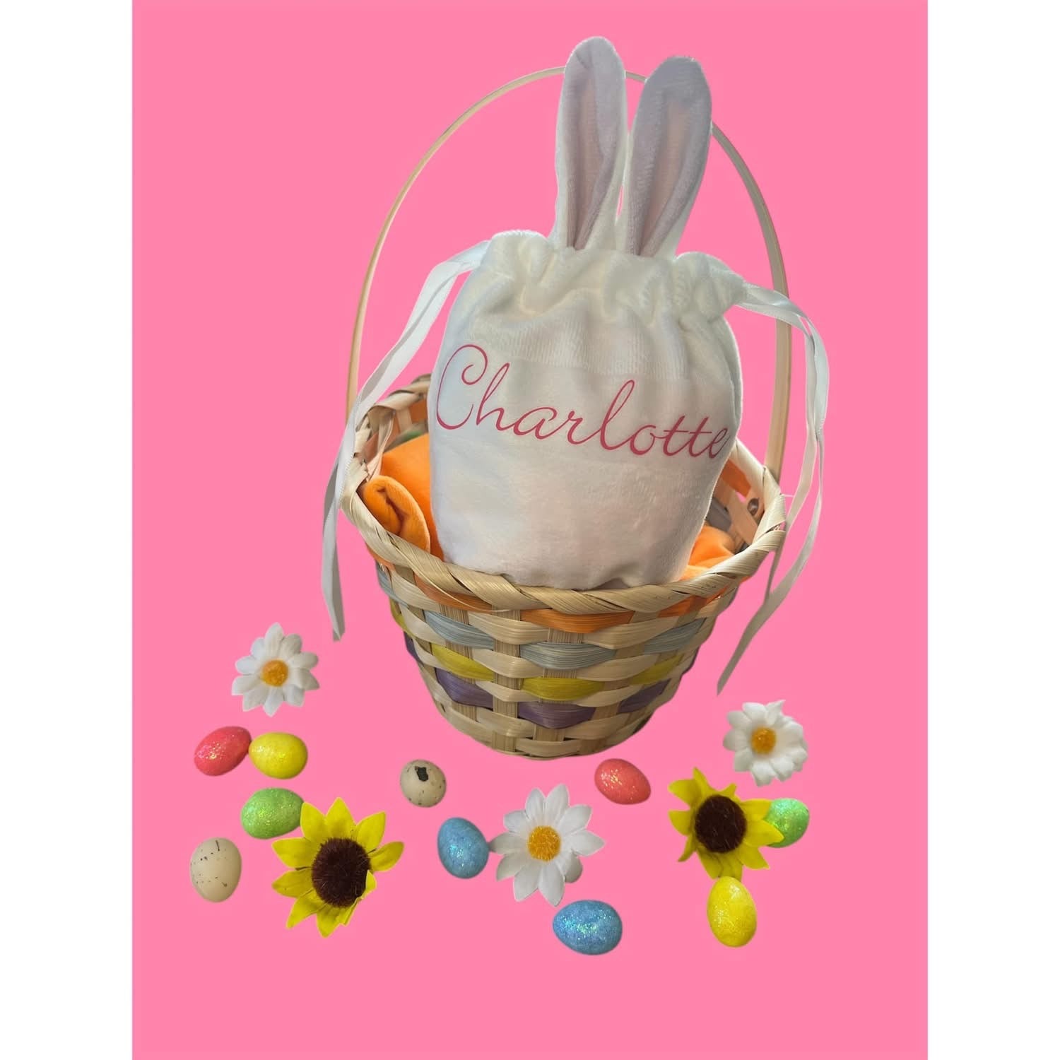 White Fillable Rabbit Ears Easter Pouch