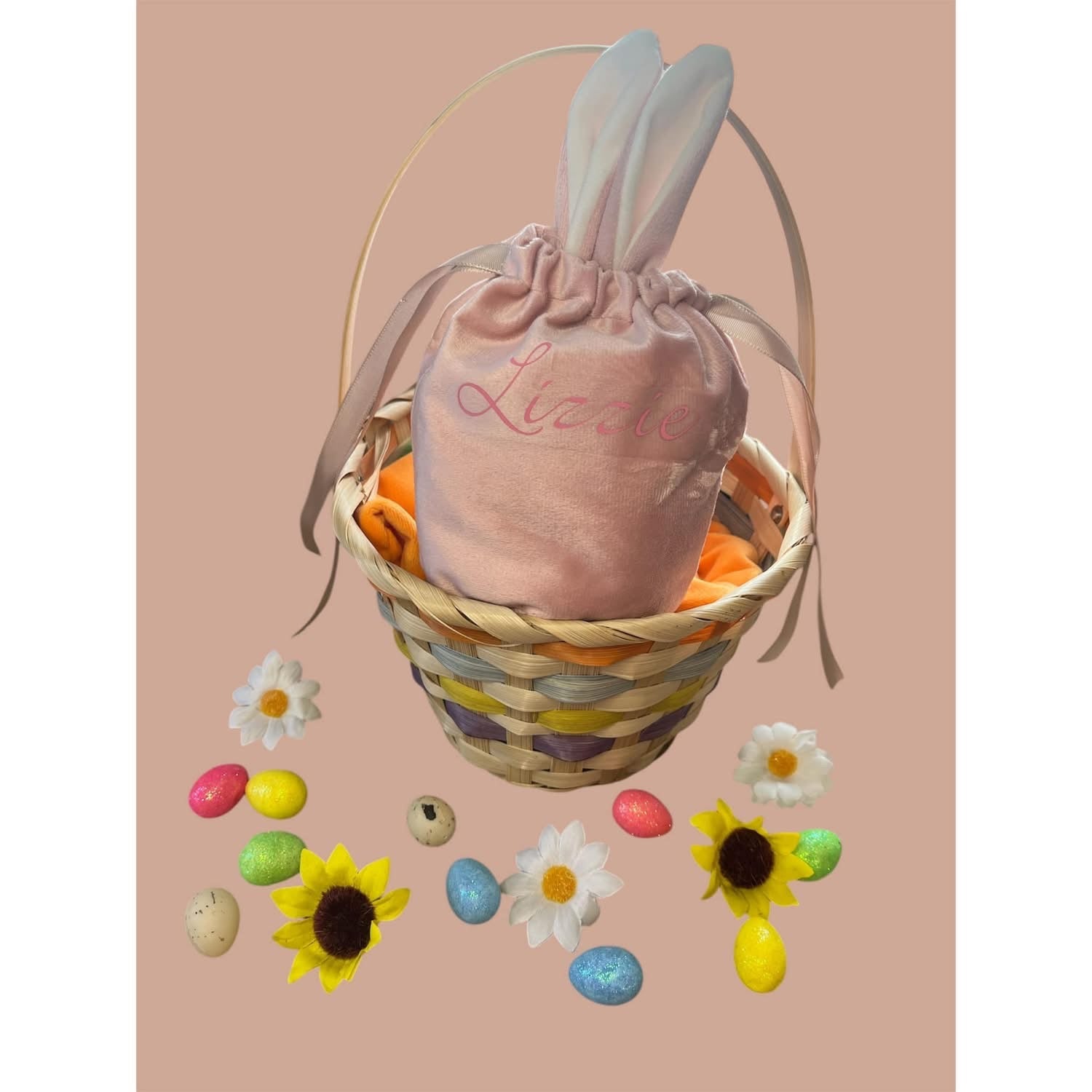 Pink Fillable Rabbit Ears Easter Pouch