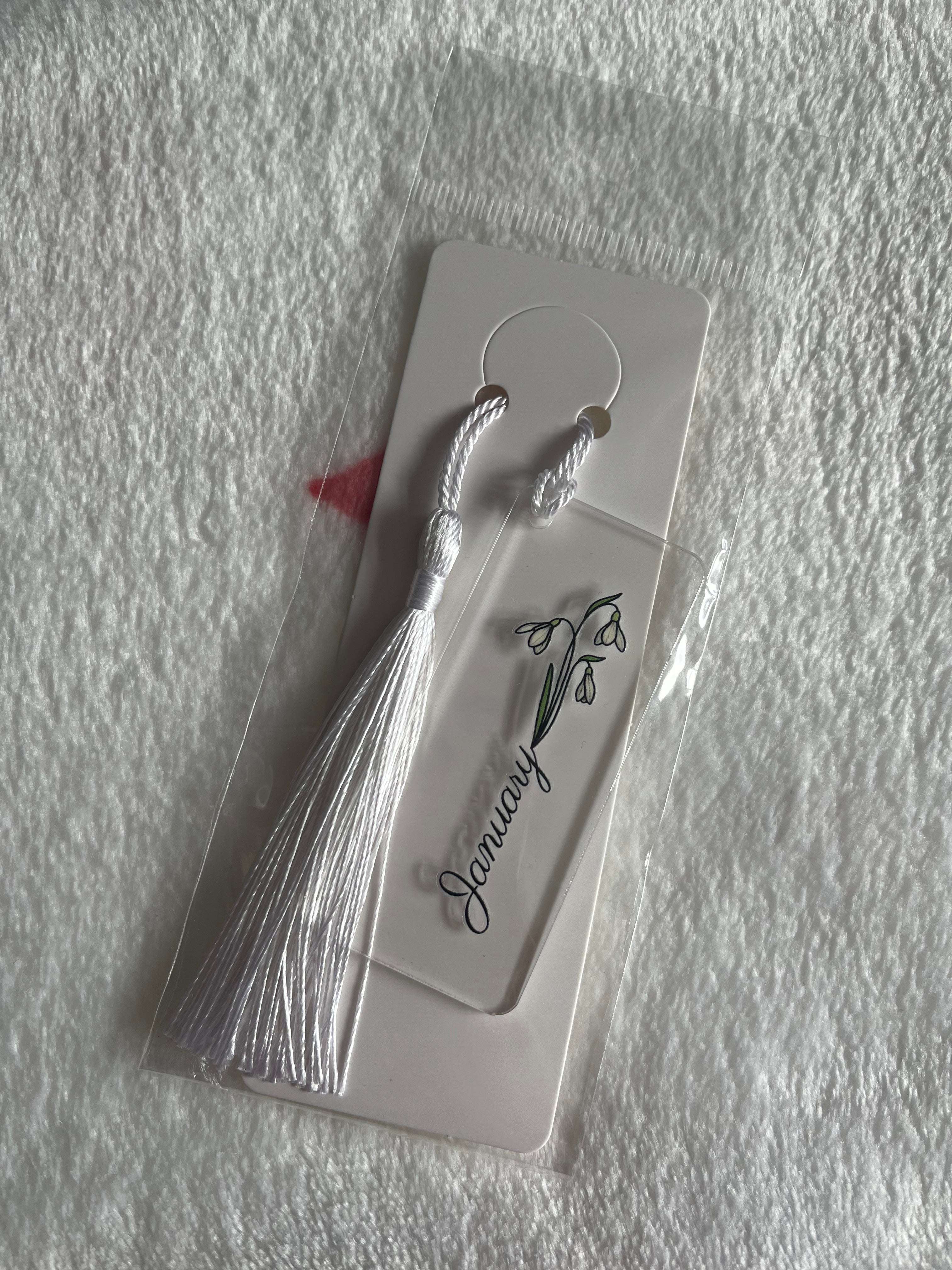 Birth Flower Mini Acrylic Bookmark With Tassel