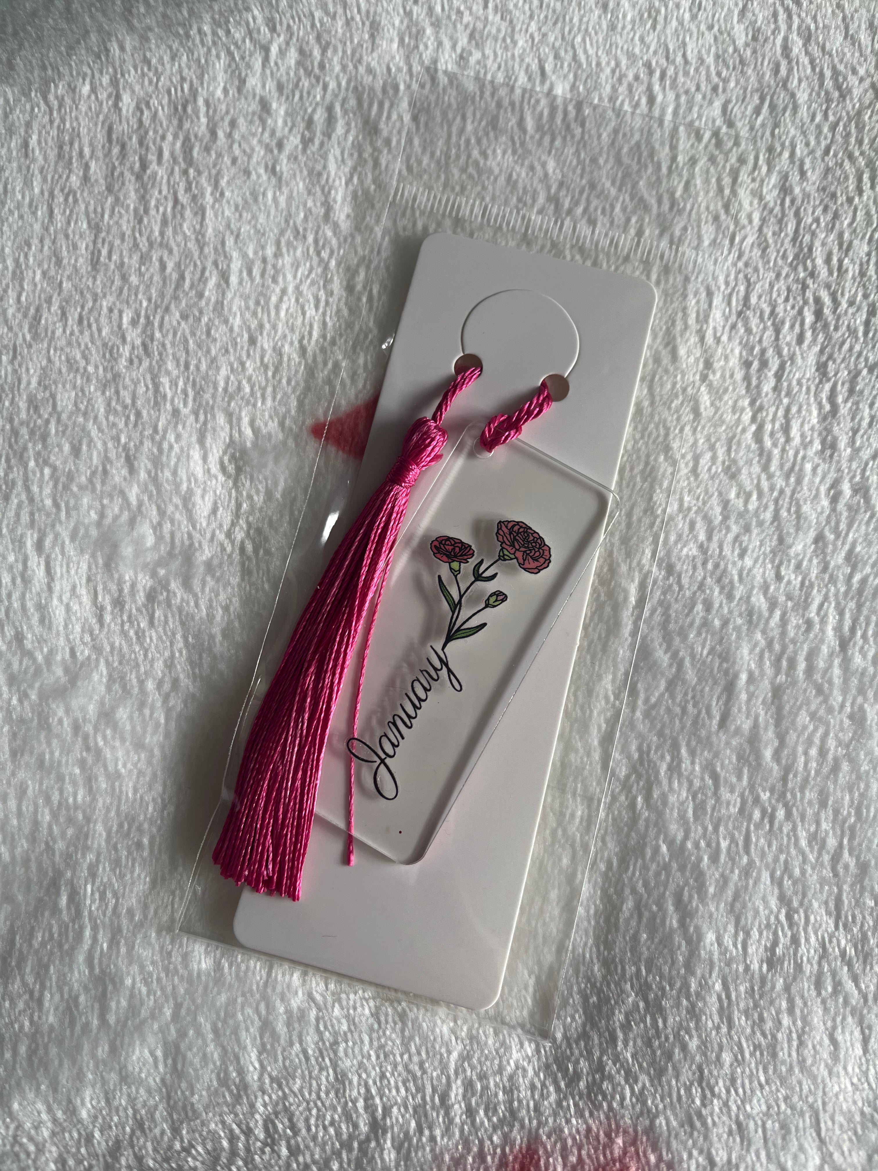 Birth Flower Mini Acrylic Bookmark With Tassel