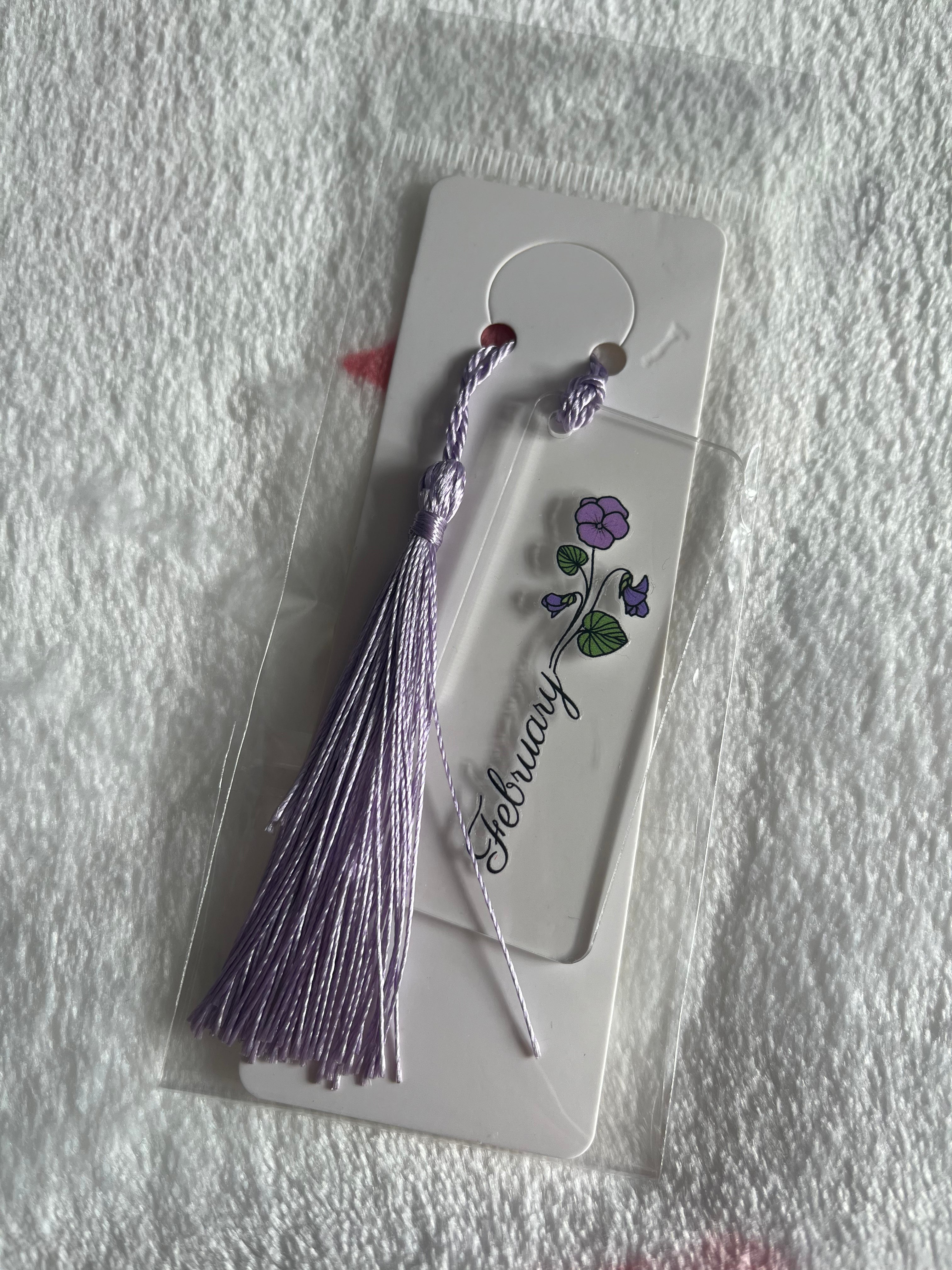 Birth Flower Mini Acrylic Bookmark With Tassel