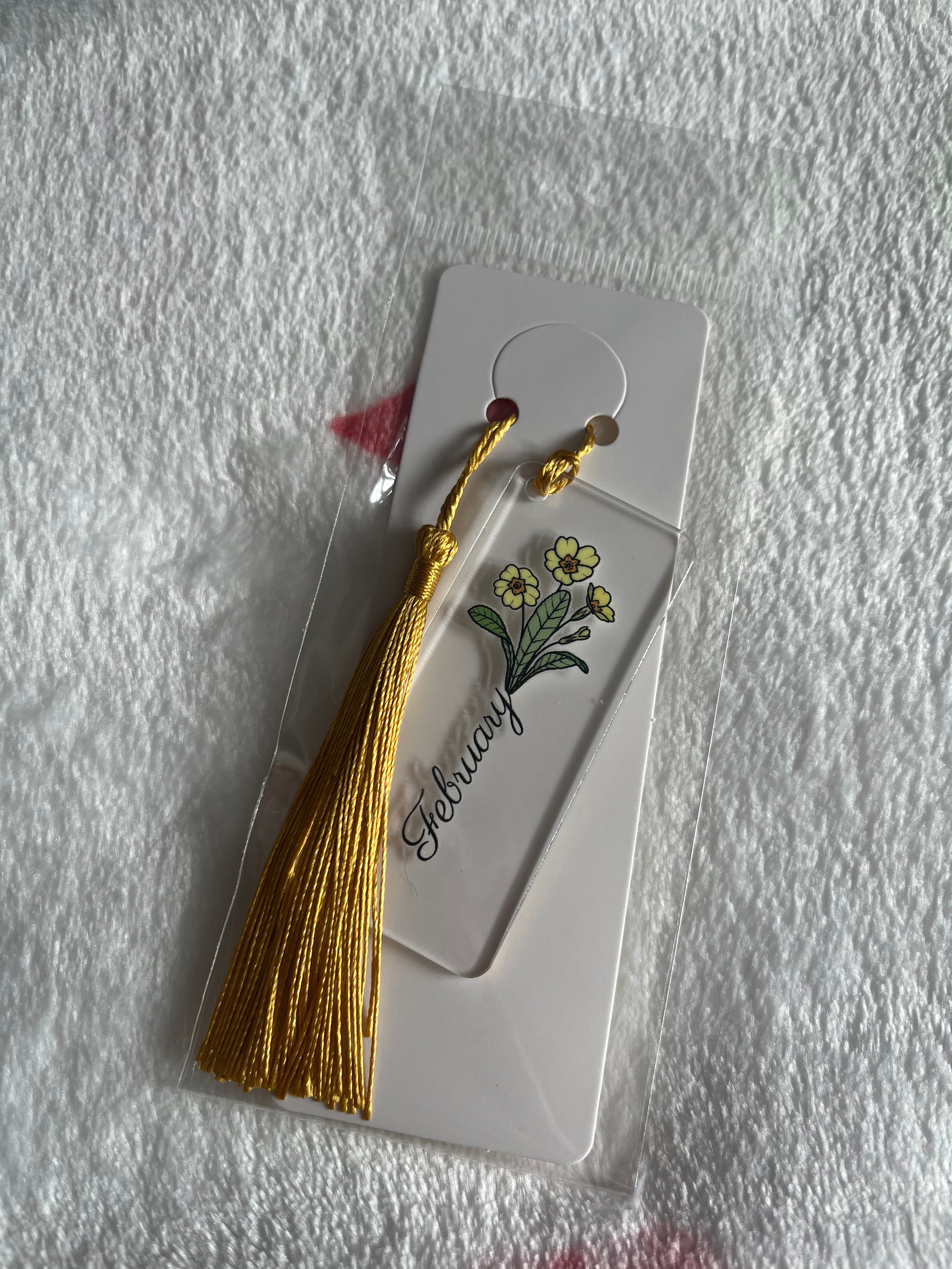 Birth Flower Mini Acrylic Bookmark With Tassel