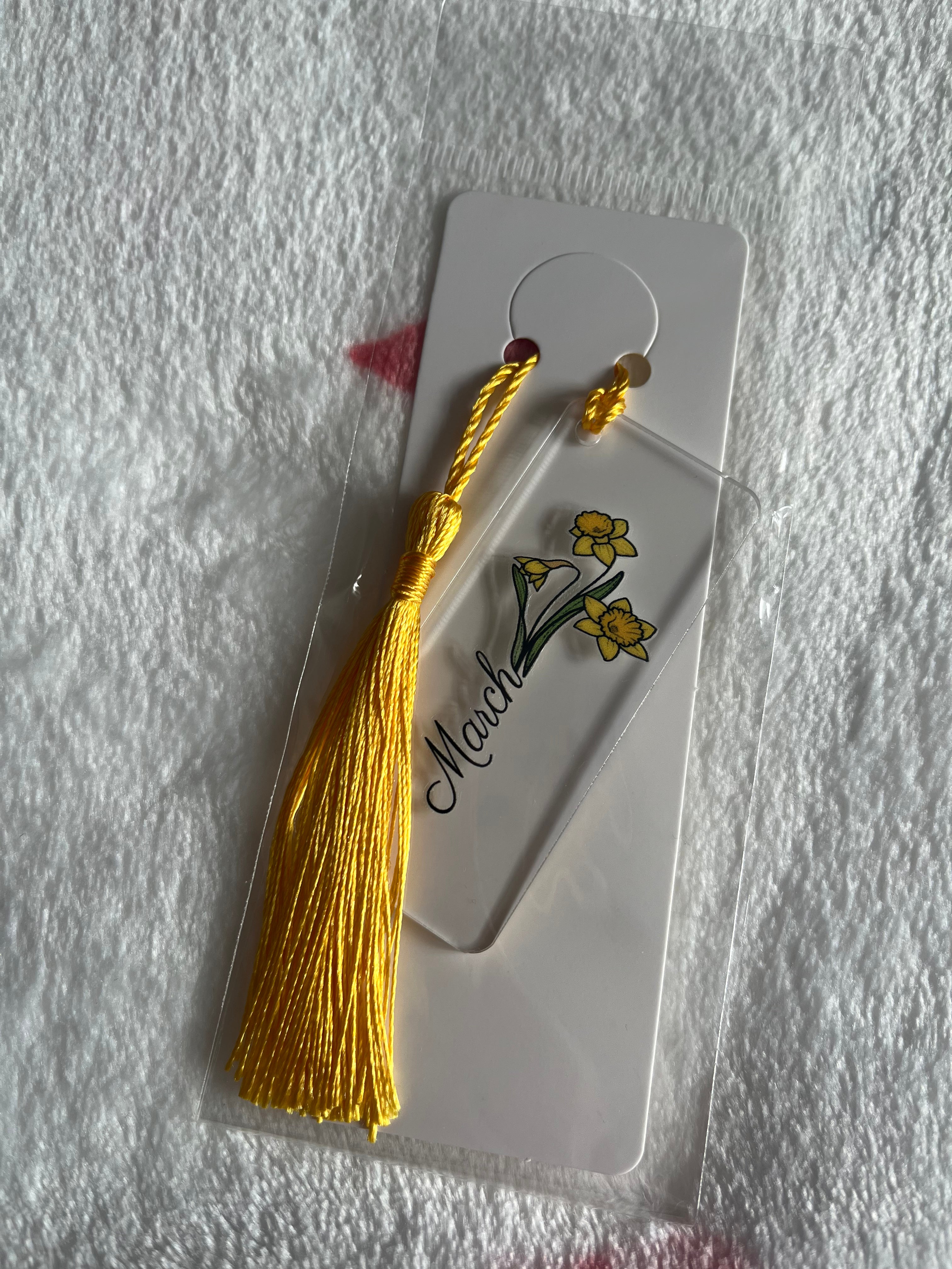 Birth Flower Mini Acrylic Bookmark With Tassel