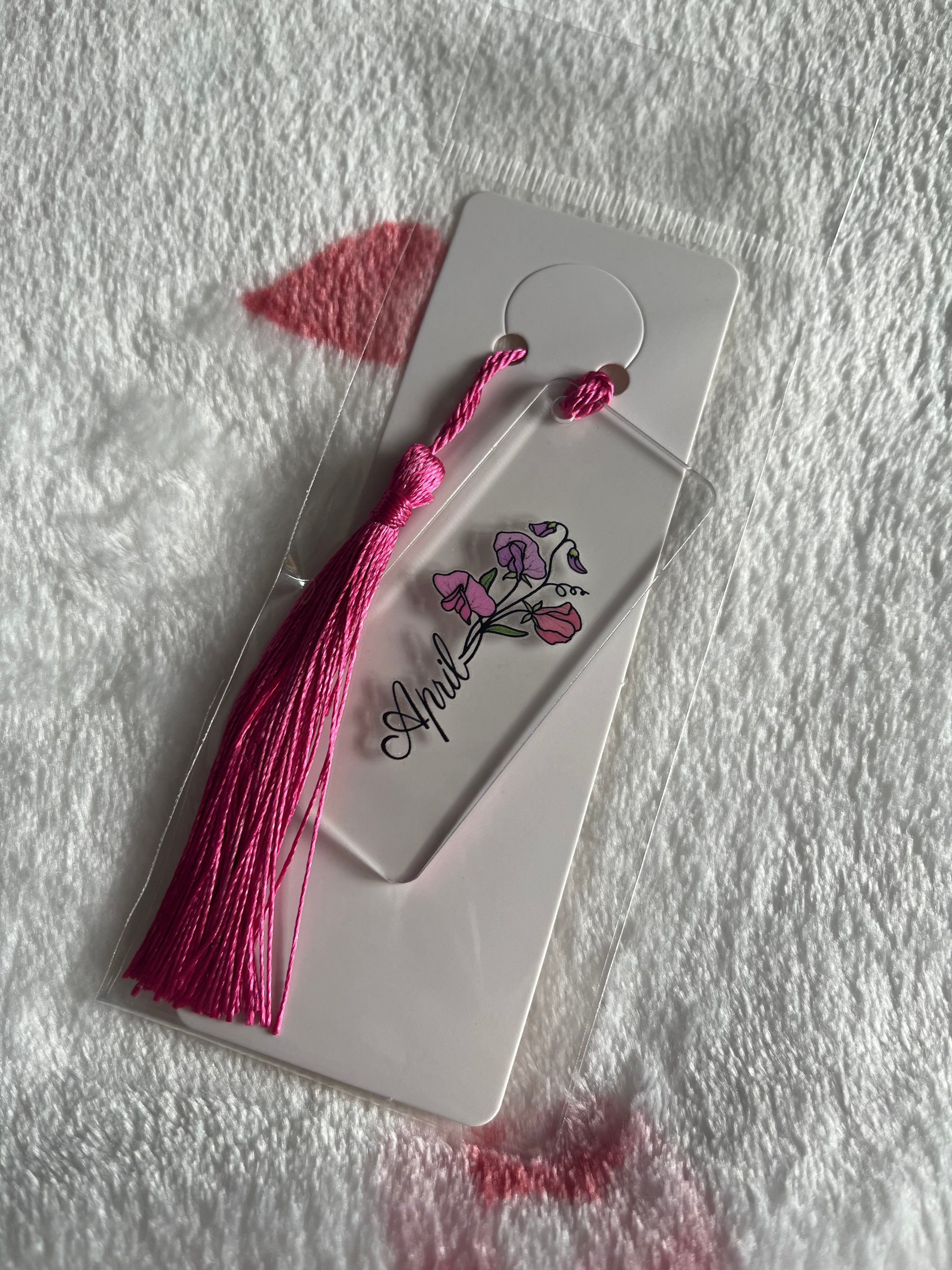 Birth Flower Mini Acrylic Bookmark With Tassel