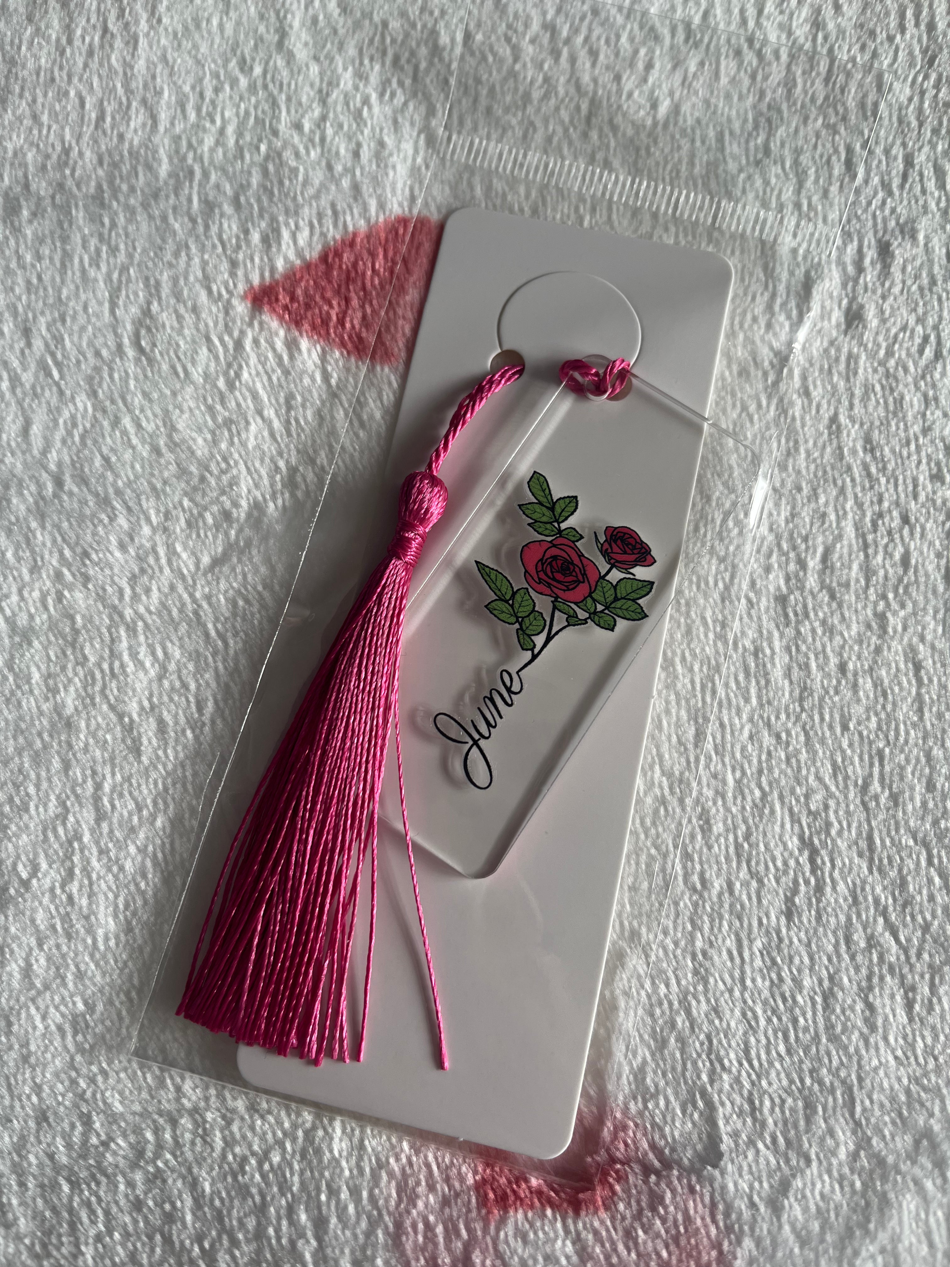 Birth Flower Mini Acrylic Bookmark With Tassel