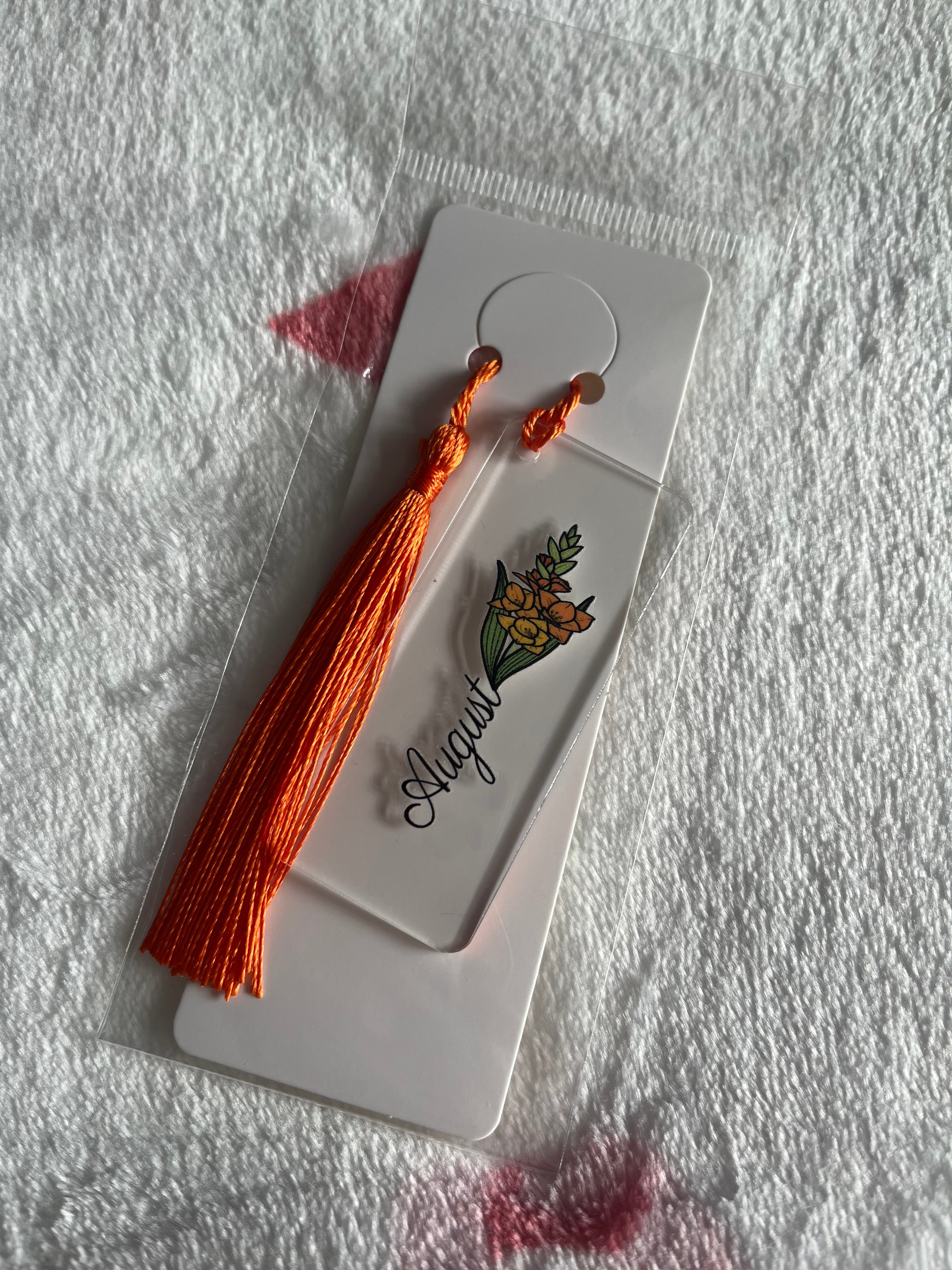 Birth Flower Mini Acrylic Bookmark With Tassel