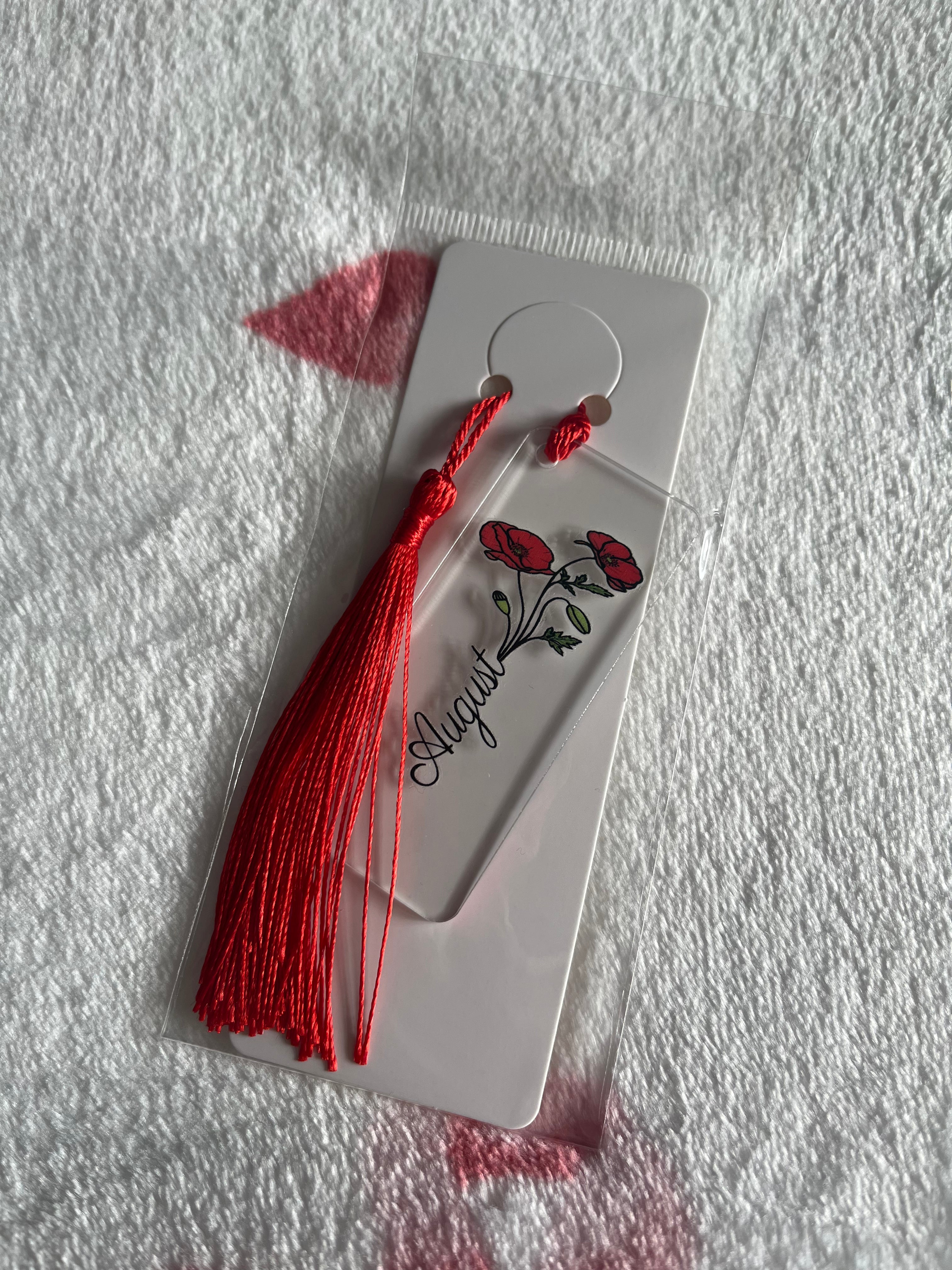 Birth Flower Mini Acrylic Bookmark With Tassel