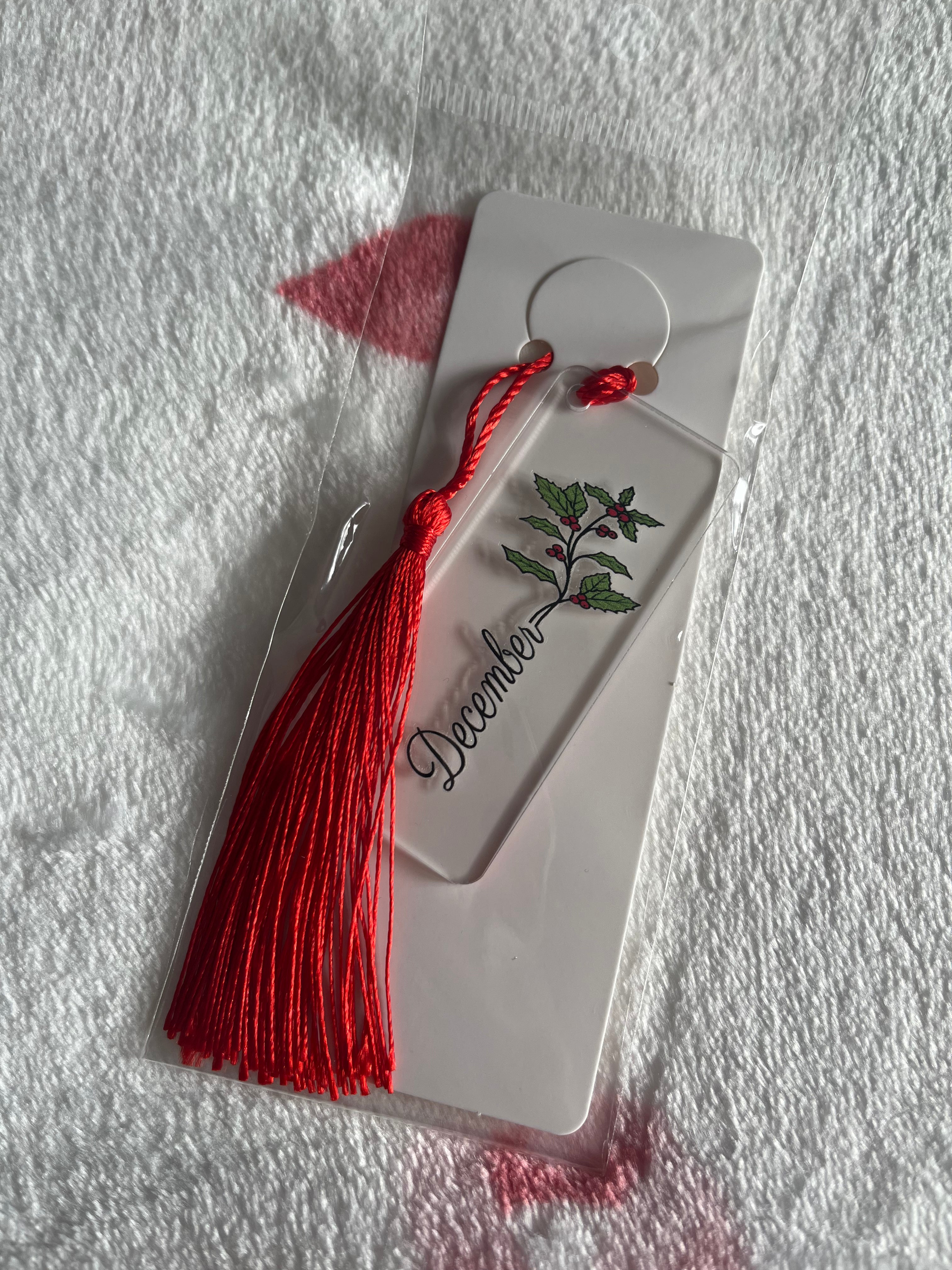 Birth Flower Mini Acrylic Bookmark With Tassel
