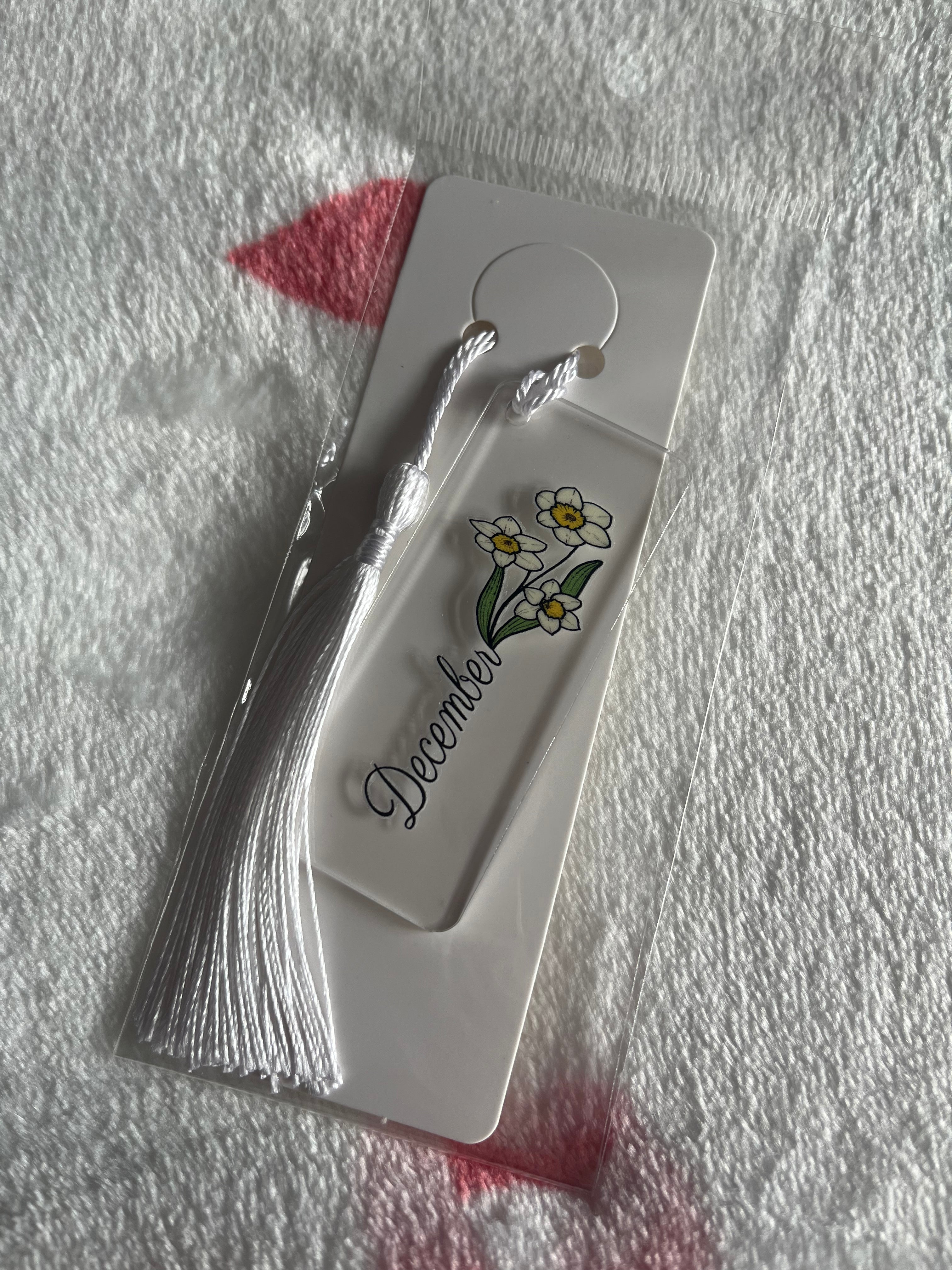 Birth Flower Mini Acrylic Bookmark With Tassel